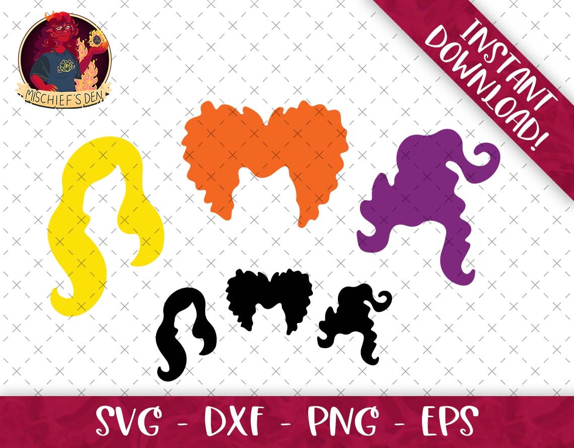 Bunch of Hocus Pocus Hair SVG Bundle Svg Eps Dxf Png Format Bundle