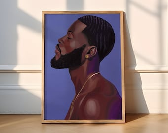 Black Man Art, Black Art, Black Artwork, African American Man, Black Wall Art, Gift For Him, Black Owned Art