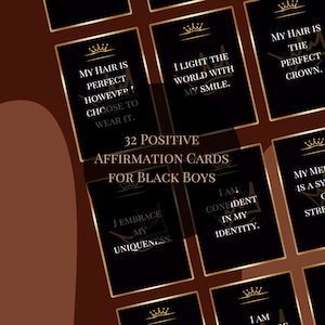 Tarjetas de afirmación de chico negro, tarjetas de afirmación positiva, tarjetas de afirmación imprimibles, empoderamiento negro, tarjetas de confianza en uno mismo, amor propio