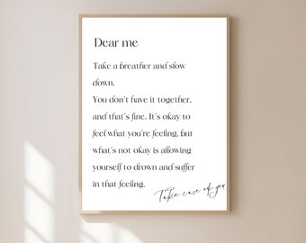Dear Me, Self Love Poster, Positive Affirmations, Daily Affirmations, Above Bed Wall Art, Printable, Wall Art