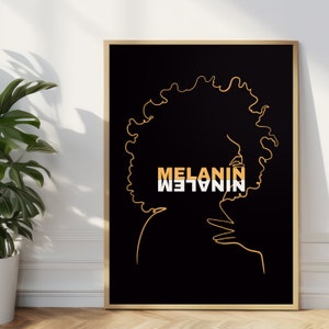 Melanin, Black Woman Art, Black Girl Magic, Female Figure Line Art, Woman Line Art, Minimal Art Print
