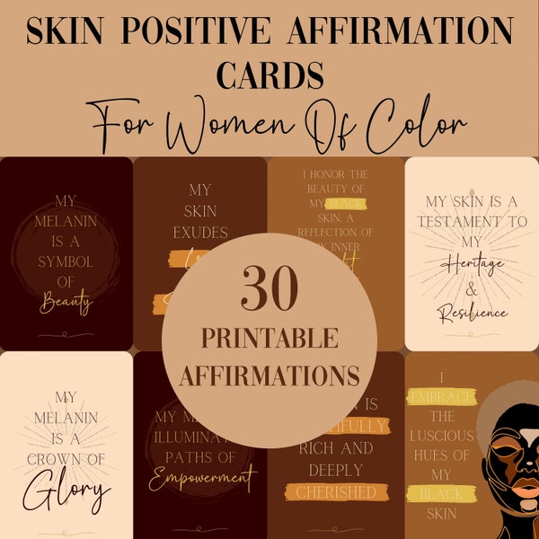 Melanin Affirmation Cards, Printable Affirmation Cards, Self-Love, Black Girl Magic, Black Empowerment, Positive Affirmation Cards