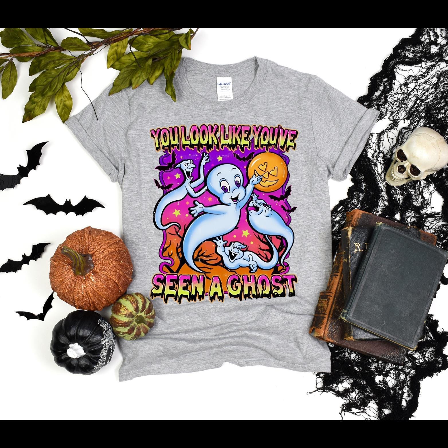 Sac Bracelet Halloween Casper – Orange, Personnage Fantôme – Fait Main