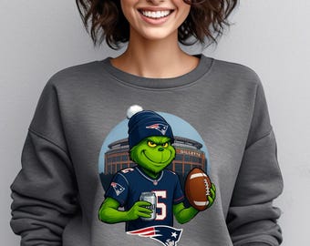 Football Grinch, Digital Graphic Design, Funny Sports Art, Christmas Grinch PNG, Downloadable File