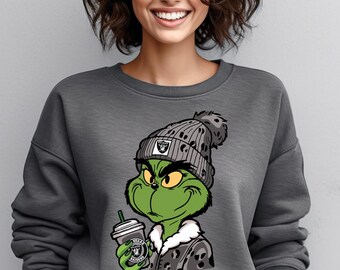 Christmas Football Grinch PNG, Graphic Design Art, Sports Themed Grinch, Holiday Print, Digital Clipart