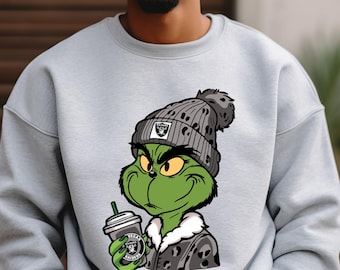 Boujee Grinch Football Crewneck Sweatshirt, Holiday Season Sweater, Christmas Gift Top