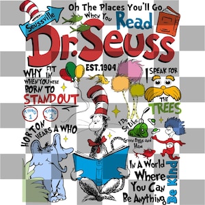 Dr Seuss PNG, Digital Download, Dr Seuss Clipart, Printable Art, Instant Download, Dr Seuss Design