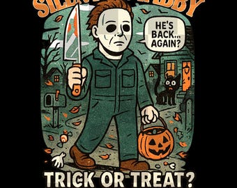 Michael Myers Cartoon PNG, Halloween Digital Design, Trick or Treat Download, Spooky Halloween Art