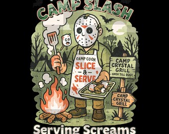 Jason Camp Slash PNG Cartoon, Trick or Treat Digital Art, Halloween Decor, Spooky Season Printable