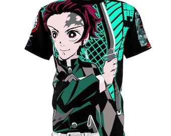 AOP Anime Polyester Shirt, Kawaii Anime Tee, Japanese Cartoon Shirt, Otaku Gift, Anime Lover Shirt, Custom AOP Shirt