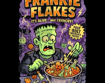 Frankie Flakes Frankenstein Cartoon, digitale PNG, Trick or Treat, Halloween-tekenfilm, Spooky Art, Instant Download