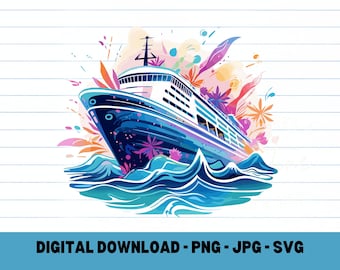Cruise Ship PNG: Vacation Shirt Sublimation Design (Digital Download)