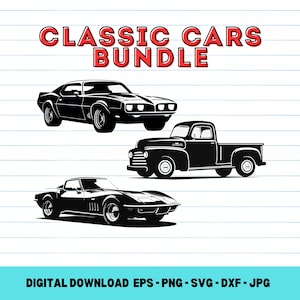 Classic Car SVG Bundle: Muscle Car Clipart (Digital Download)
