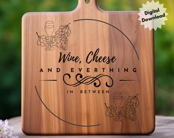 Charcuterie Board Design - Wine Cheese Engraving Template (Digital Download)
