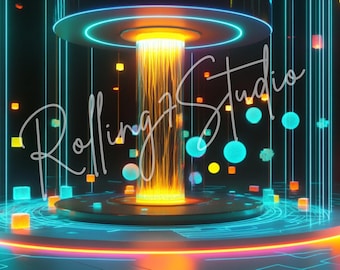 Neon Futuristic Zoom Background, Gamer Streaming Backdrop (JPG)