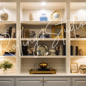 White Bookshelf Zoom Background: AI-Enhanced Virtual Office (Digital Download)