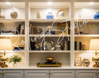 White Bookshelf Zoom Background: AI-Enhanced Virtual Office (Digital Download)