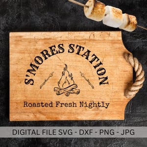 S&#39;mores Station Sign SVG: Camping Kitchen Decor (Digital Download)