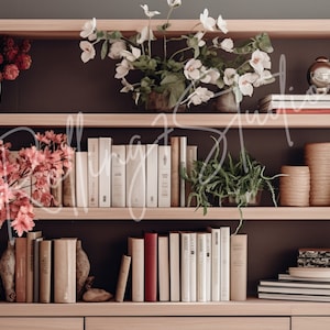Floral bookshelf zoom background, zoom background home office, home office virtual background, home office zoom background, digital backdrop