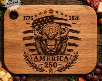 Buffalo America 250 SVG, Patriotic USA Flag Laser Engraving File (Digital Download)