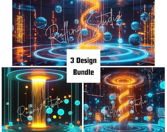 Futuristic Neon Zoom Backgrounds, Space Vibes Bundle (JPG Digital Download)