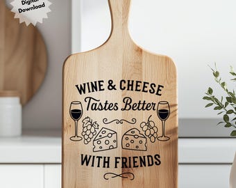 Wine & Cheese SVG: Charcuterie Board Laser Cut File (Digital Download)