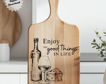 Charcuterie Board Design SVG: Wine & Cheese Laser Cut File (Digital Download)