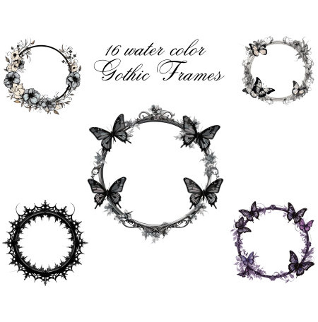 16 Watercolor Gothic Frames Clipart, Frames Png, Frames Svg, Frames