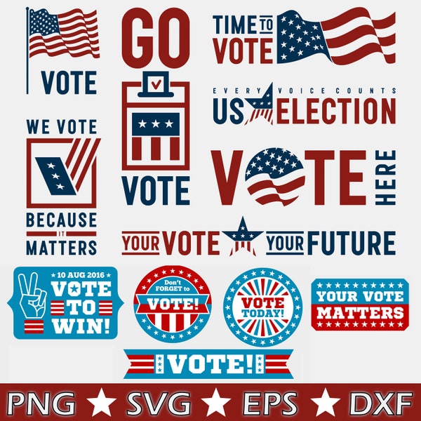 Votes Matter Presidential Election, Voted Bundle Collection Svg, Png, Eps, Dxf, File For Cricut, Silhouette, Cut Files, Vector, Digital File