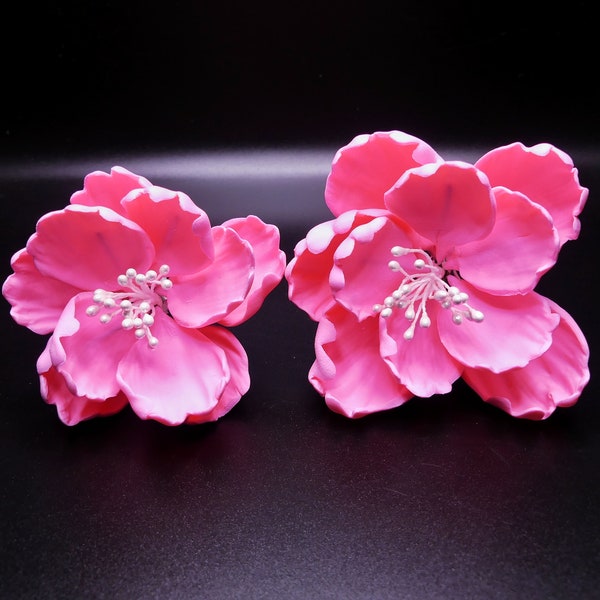 Pink Peonies, Set of 2 Fondant Peonies, Gumpaste Peony, Wedding Cake Topper, Birthday Fondant Flowers, Small and Medium Sugarflowers