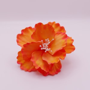 Flor de fondant naranja grande, flor de pasta de goma para pastel, topper de pastel de boda, decoración de flor de azúcar