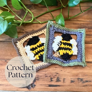 Bumblebee Granny Square Crochet Pattern | Coaster Tutorial | PDF Instant Download
