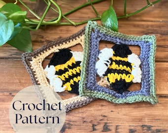 Bumblebee Granny Square Crochet Pattern | Coaster Tutorial | PDF Instant Download