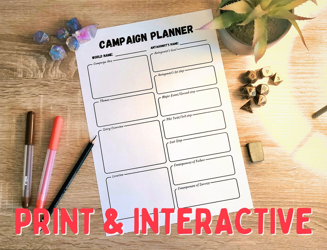 Dnd Printable Campaign Planner DM Tool for Starting a Campaign A4