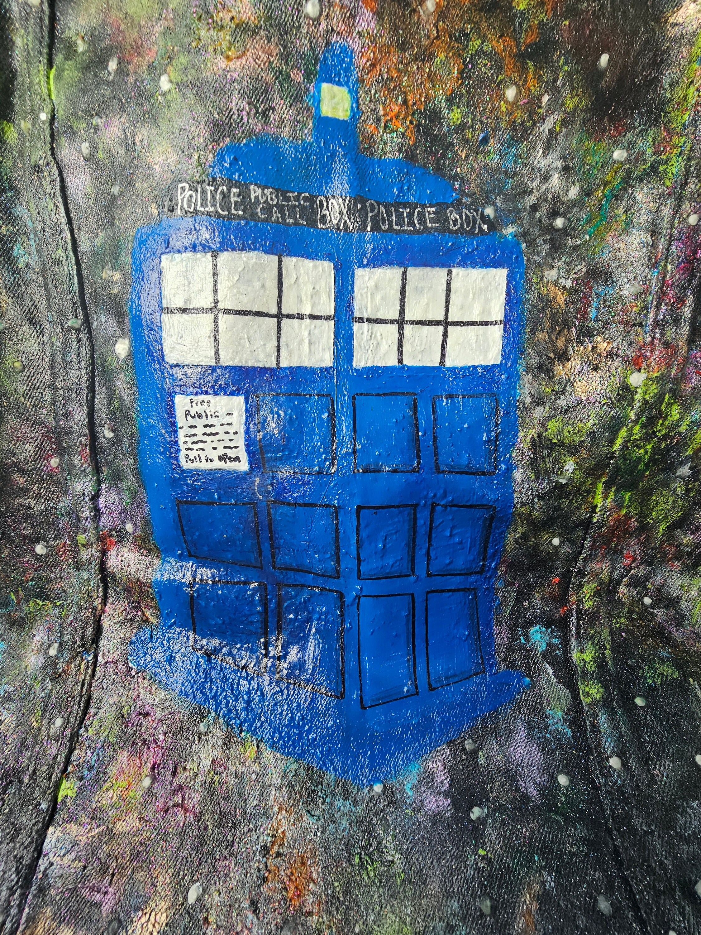 Doctor Who Tardis Space Denim Jean Jacket Hand Painted Glow in the Dark ...