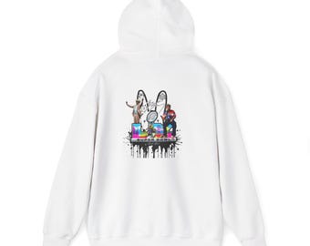 Street Dance Rabbit Crew Hoodie | Colorful Urban Graffiti Bunny Design