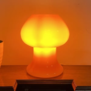 70s MCM Prova Orange Glass Mushroom Lamp