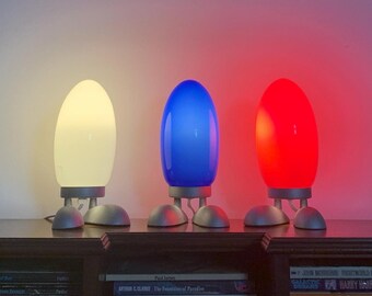 90s IKEA Fjorton Dino Egg Lamp, Red, White or Blue, designed by Tatsuo Konno