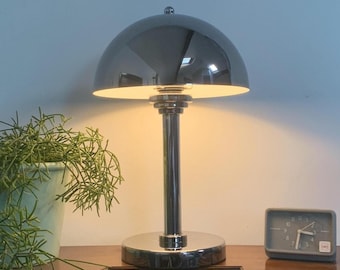 Lámpara Lumess Chrome Mushroom de los años 2000, estilo Art Déco/Bauhaus, fabricada en Suiza