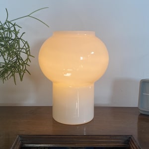 70s MCM Atlas Lamp, Opaline Glass Lamp, Prova / Habitat