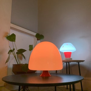 70s Large Glass Dome Mushroom Converted Table Lamp