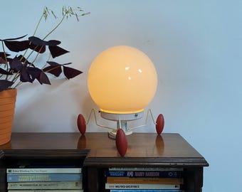 Converted Vintage Globe Glass Shade Tripod Table Lamp