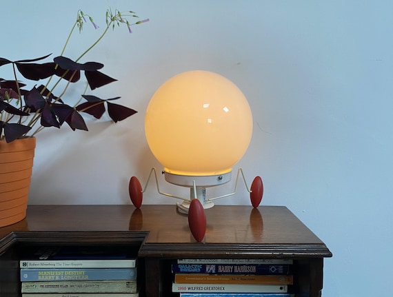 Converted Vintage Globe Glass Shade Tripod Table Lamp