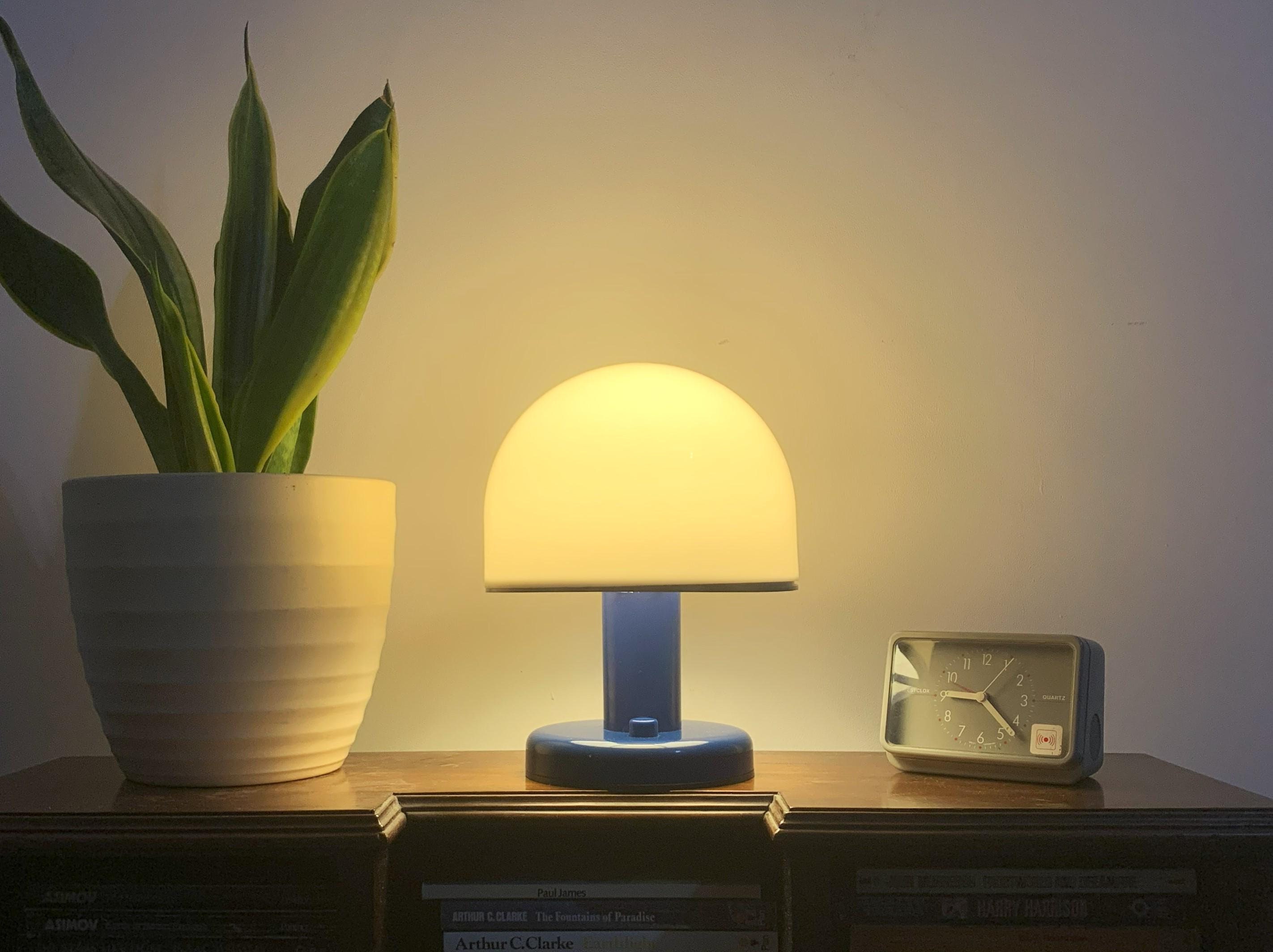 Blue Mushroom Lamp 70s, iconic design, rare colour, BHS, Made in Britain