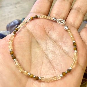 Citrine & Tiger&#39;s Eye and Pyrite Bracelet, Holistic Bracelet, Bracelet Bracelet, Gifts for her, Holistic Jewerly, 950 Peruvian Silver