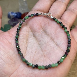 Ruby Zoisite Bracelet, Holistic Bracelet, Gifts for her, Holistic Jewerly, 950 Peruvian Silver Bracelet
