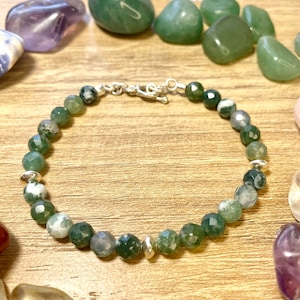 Green Moos Agate Bracelet, Holistic Bracelet, Gifts for her, Holistic Jewerly, 950 Peruvian Silver