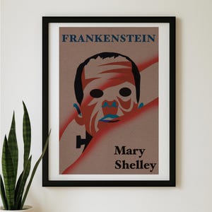 Frankenstein Poster – Mary Shelley Horror Classic Print | Abstract Monster Design | Gothic Literature Wall Art | Modern Book-Inspired Decor