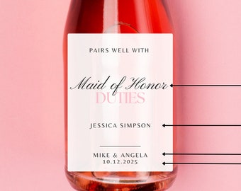 Custom Wedding Wine Label: Bridesmaid, Groomsman, Maid of Honor