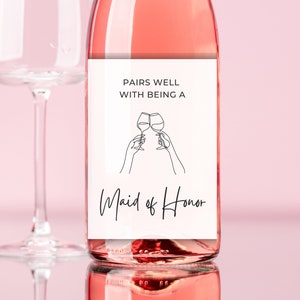Wine Labels Bridesmaid Gifts Maid of Honor Proposal Box Bridal Shower Wedding Announcement | Instant Download Printable Wine Label Template